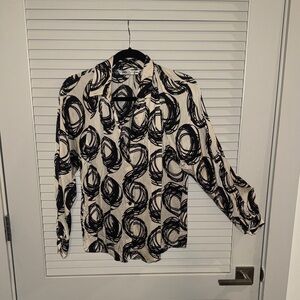 Zara Black and Cream Abstract Blouse